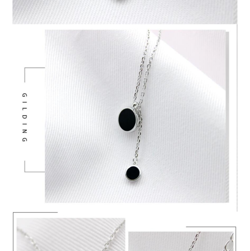 NEW 925 Silver & Black Coin Lariat Choker Necklace - Picture 4 of 8